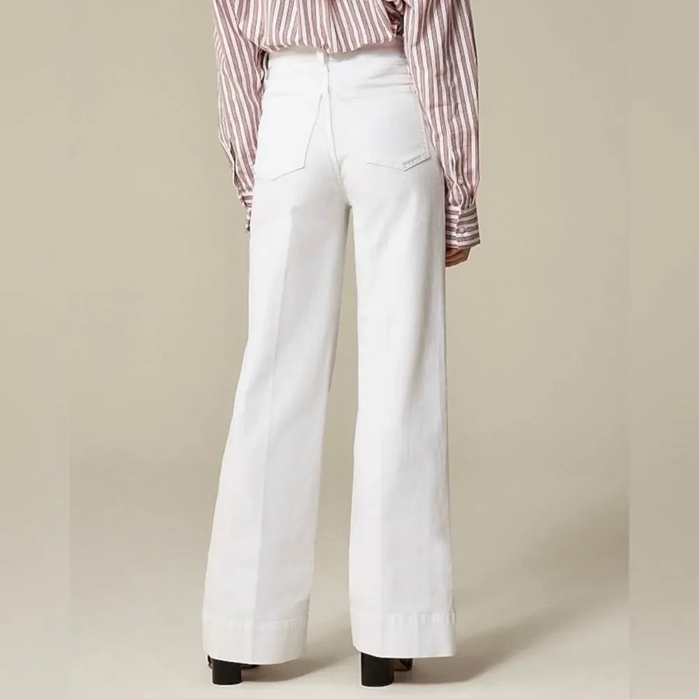 J. Crew High-rise denim trouser jean White Wide Leg Minimalist Size 33 NWT CH679